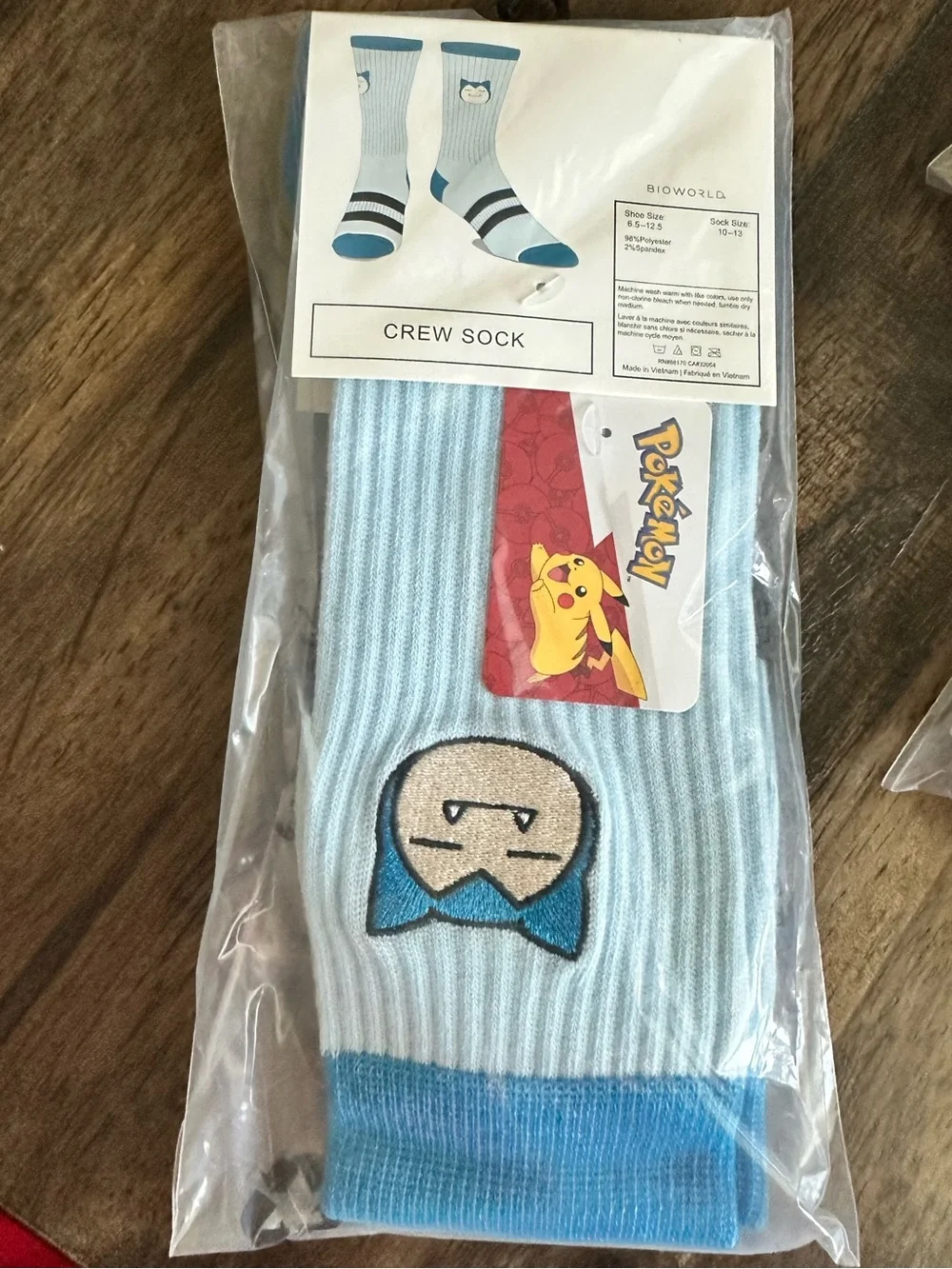 NWT Bioworld Pokemon Light Blue Crew Socks - Sock Size 10-13